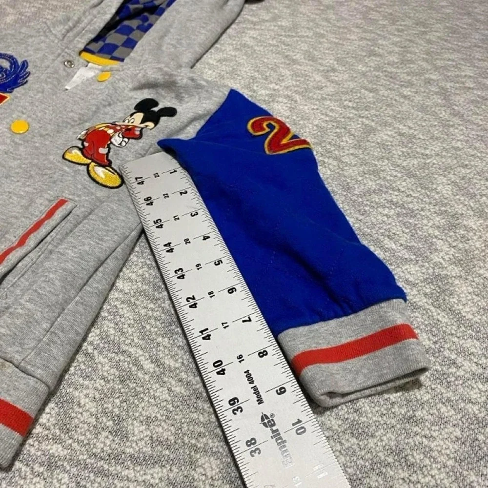 Disney Mickey Mouse gray & blue hooded jacket snap closure kid size 4T. SKU-B643